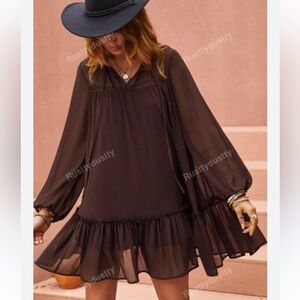 RUSTTY DUSSTTY BROWN Chiffon Dress